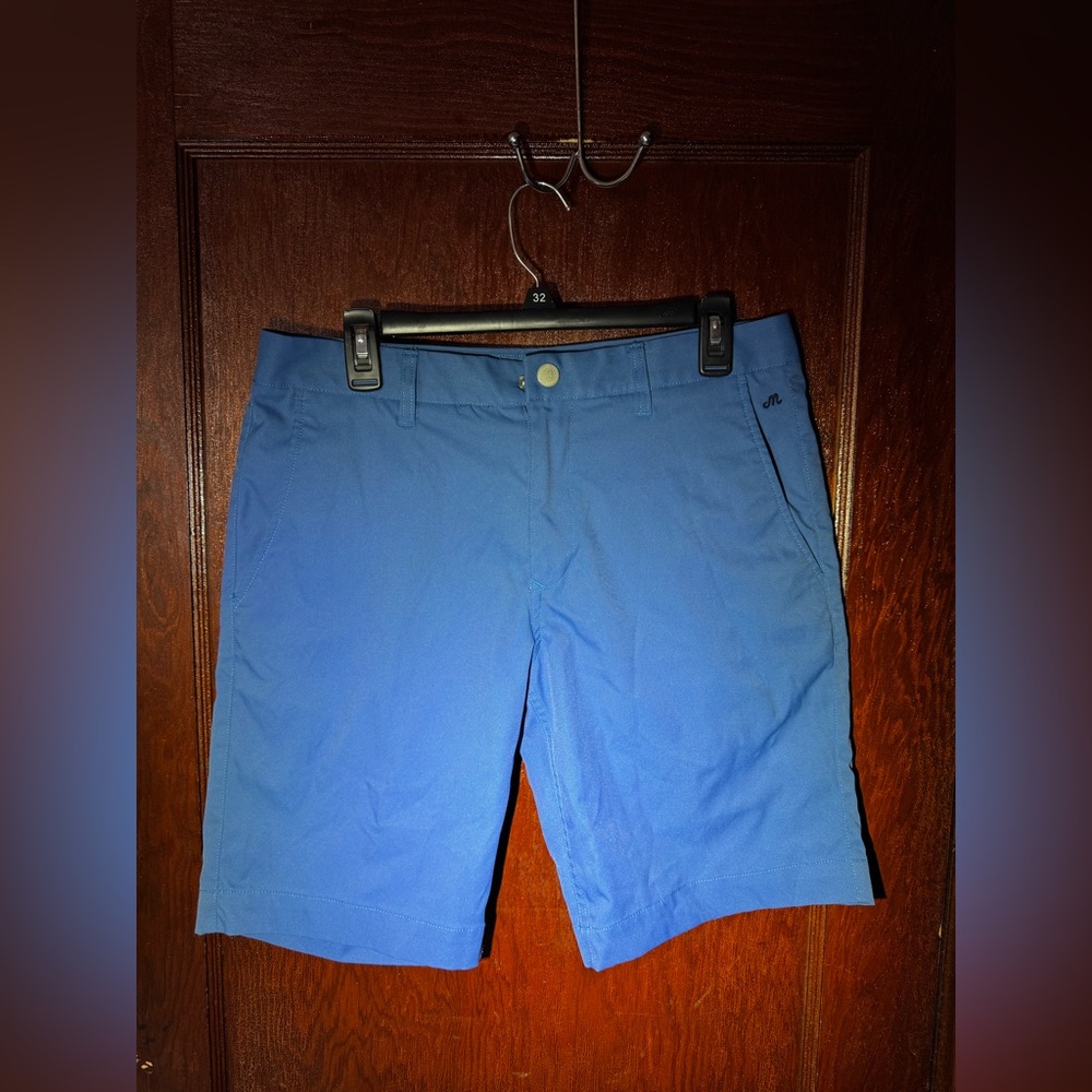 BONOBOS MAIDE— GOLF SHORTS MENS 32W LIGHT BLUE CHINO PERFORMANCE
